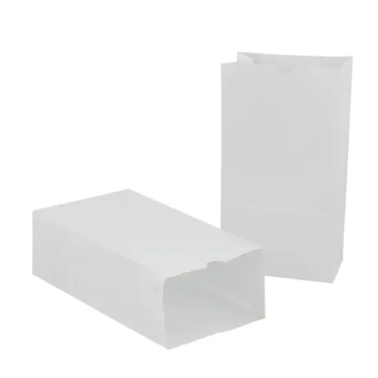 Large Gusseted Paper Bags, 6" x 3.5" x 11", White, 100 Per Pack, 2 Packs {1}