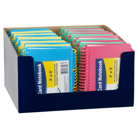 Spiral Bound Index Card Notebook with Index Tabs, Assorted Tropic Tones Colors, Pack of 6 {4}