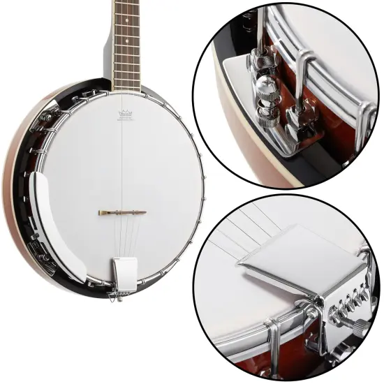 Ashthorpe 5-String Banjo - Full Size with 24 Brackets, Closed Back, Mahogany Resonator, and Geared 5th Tuner {6}
