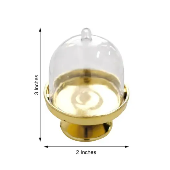 12 GOLD CLEAR 3" tall Mini Cake Stands with Dome Favor Holders {4}