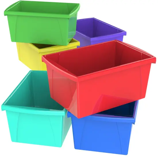 Medium Classroom Storage Bin, 5.5 Gallon, Assorted Color, Set of 6 {1}