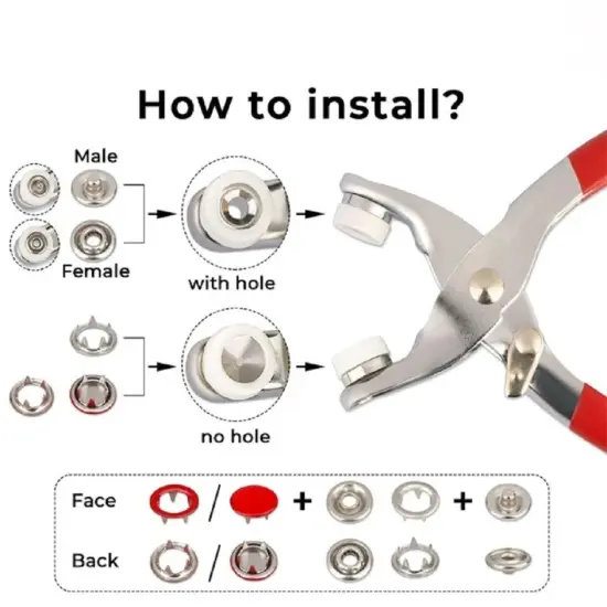200 Set Metal Snap Button Kit with Fastener Pliers {6}