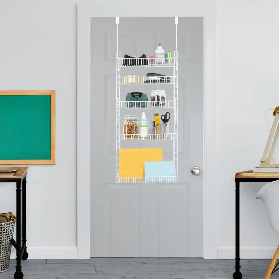 Smart Design Over The Door Pantry Organizer Rack with 5 Adjustable Shelves - White {3}