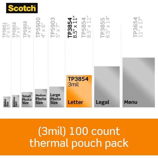 Thermal Laminating Pouches, 3 mil Size, Pack of 100 {2}