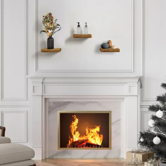 Set of 3 (9") Sorbus Square Floating Shelves with Invisible Mounting Brackets for Living Room Decor, Bedroom, Bathroom Decor, Home & Kitchen Brown {12}