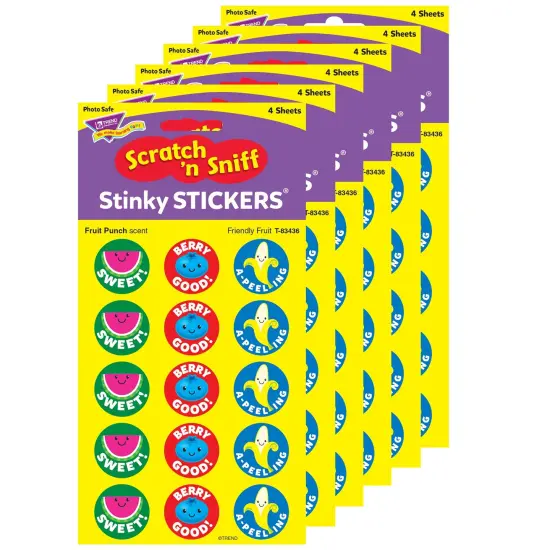 Friendly Fruit/Fruit Punch Stinky Stickers&reg;, 60 Per Pack, 6 Packs {1}