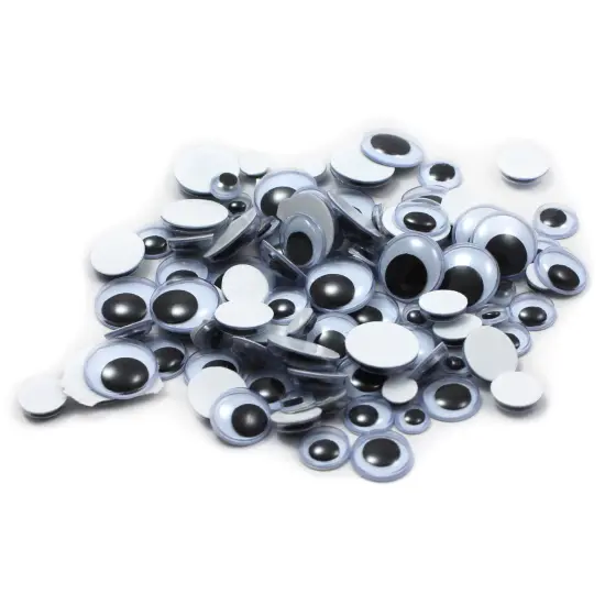 Assorted Peel'n Stick Wiggle Eyes, Black, 100 Per Pack, 12 Packs {2}
