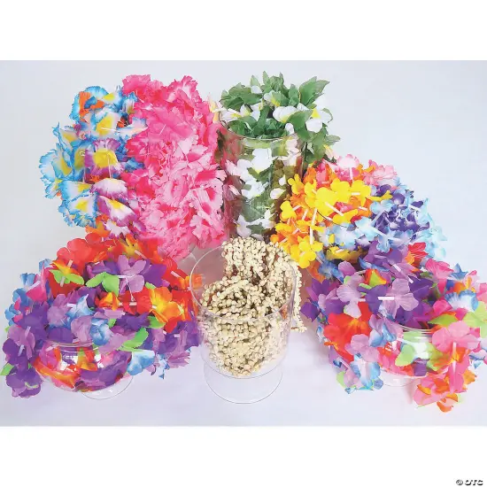 36" Luau Ruffle Petal Flower Multicolor Polyester Leis {3}