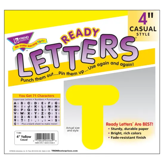 Yellow 4" Casual Uppercase Ready Letters&reg;, 6 Packs {3}
