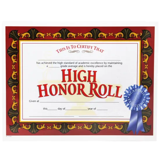 High Honor Roll Certificate, 30 Per Pack, 3 Packs {2}