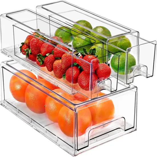 Sorbus 3 Piece (2 Small & 1 Medium) Clear Stackable Pull-Out Drawers - Organization and Storage Containers for Kitchen, Pantry, Bathroom and More {1}