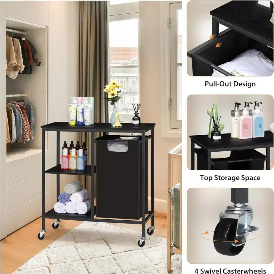 Black Laundry Basket with lid {4}