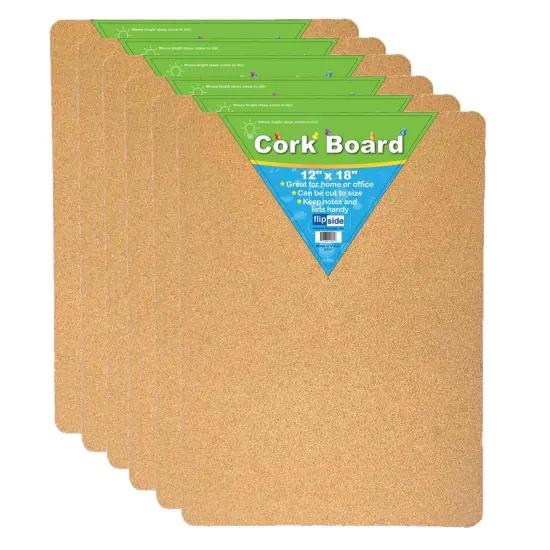 Cork Bulletin Board, 12" x 18", Pack of 6 {1}