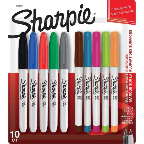 Fine and Ultra Fine Permanent Markers, Assorted, Pack of 10 {1}