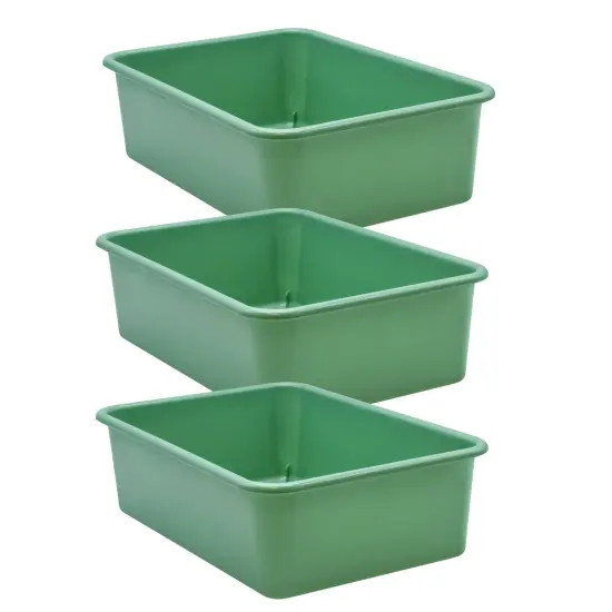 Eucalyptus Green Large Plastic Storage Bin, Pack of 3 {1}