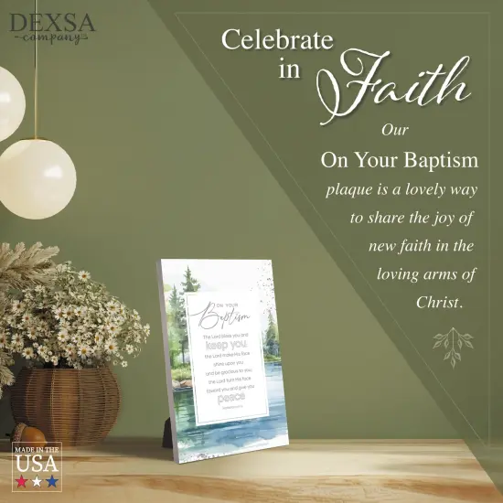 On Your Baptism Wood Plaque with Easel and Hook Wall Tabletop Art - 6 inches x 9 inches {4}