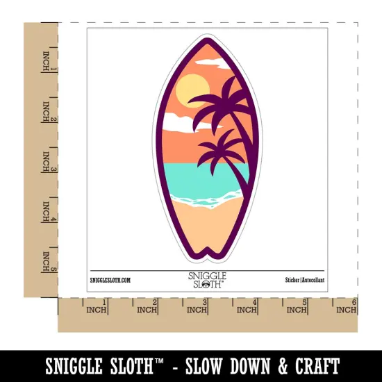 Tropical Beach Surfboard Hawaii Waterproof Vinyl Phone Tablet Laptop Water Bottle Sticker Set - 5 Pack {1}