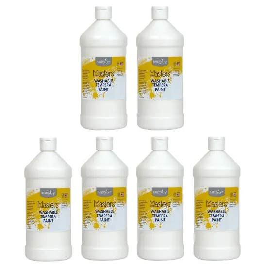 Little Masters&reg; Washable Tempera Paint, White, 32 oz., Pack of 6 {1}