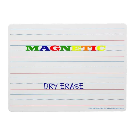 Magnetic Dry Erase Board, Two-Sided Ruled/Blank, 9" x 12", Pack of 3 {2}