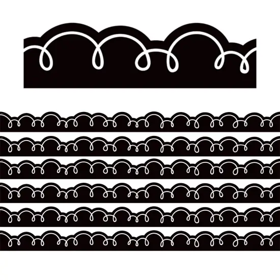 Black with White Squiggles Die-Cut Border Trim, 35 Feet Per Pack, 6 Packs {1}