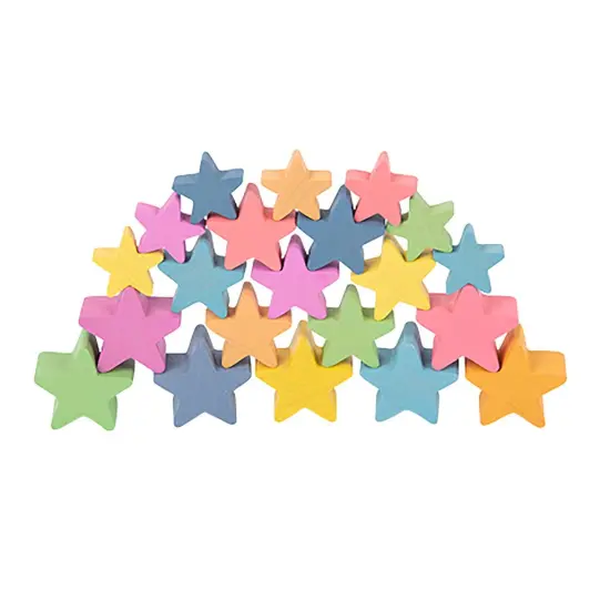 Rainbow Wooden Stars, Set of 21 {2}
