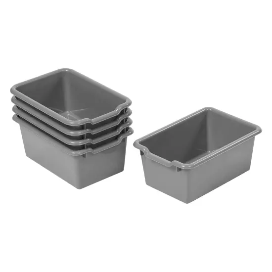 Scoop Front Storage Bins, Multipurpose Organization, 5-Pack Dark Grey {1}