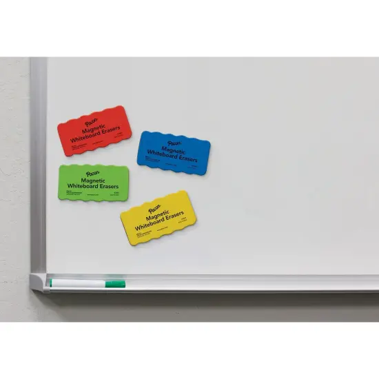 Magnetic Chalk & Whiteboard Eraser, 4 Assorted Colors, 2.25" x 4.25", 4 Erasers Per Pack, 3 Packs {2}