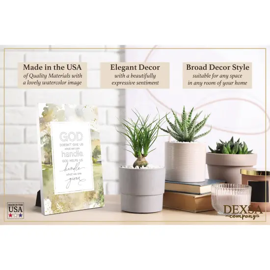 God Doesn't Give Us Wood Plaque with Easel and Hook Wall Tabletop Art - 6 inches x 9 inches {3}
