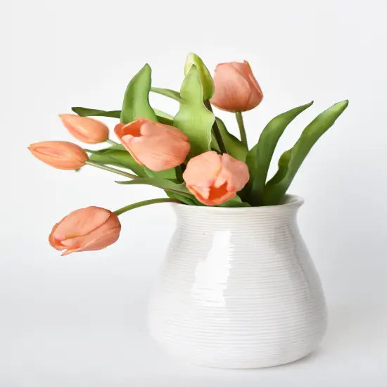 11.75" Faux Real Touch Orange Sorbet Tulip Stem Bundle {3}