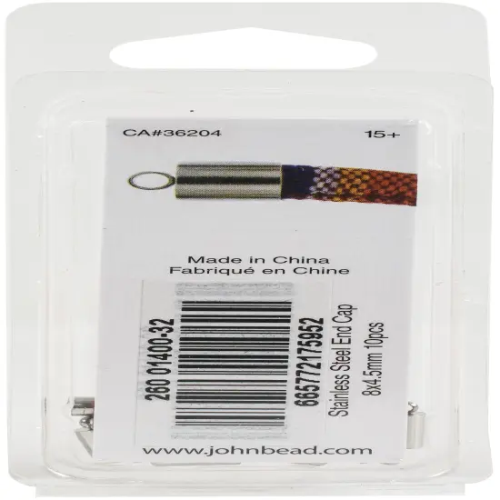 John Bead Stainless Steel End Cap 10/Pkg-8x4.5mm {2}