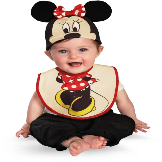 Child's Disney Minnie Mouse Bib And Hat Costume Accessory Set {1}