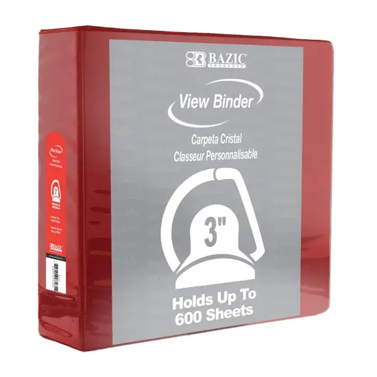 Slant D Ring View Binder with 2 Pockets, 3", Burgundy, Pack of 3 {2}