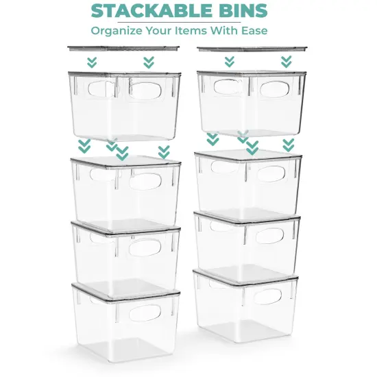 Sorbus 8 Pack Medium Clear Acrylic Storage Bins with Lids - Perfect for Kitchen, Pantry, Home Organization, and Storage {4}