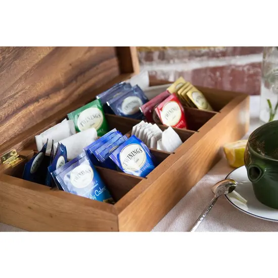 Fox Run Wooden Double Tea Storage and Organization Box 10 Compartments {7}