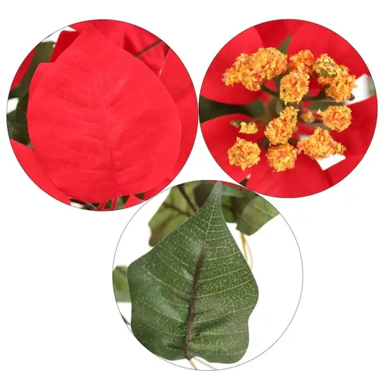 Vibrant Red Poinsettia Bush 20" - Festive Artificial Flower for Christmas Decor {3}