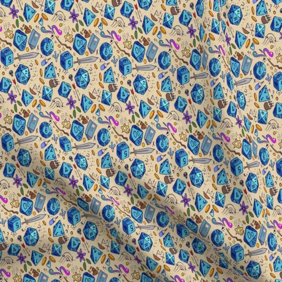 Various Fabrics by the Yard or Fat Quarter Blue Fantasy Illustration Sword Dice Dragons Custom Printed Fabric by Spoonflower {5}