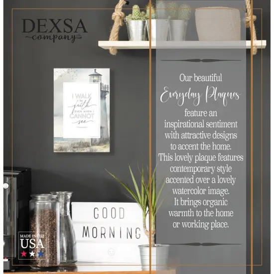 I Walk By Faith Wood Plaque with Easel and Hook Wall Tabletop Art - 6 inches x 9 inches {2}