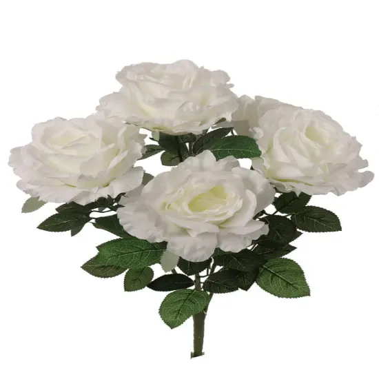 20"x13" White Silk Rose Bush &ndash; Classic Artificial Floral Accent for Home, Wedding & Event D&eacute;cor {1}