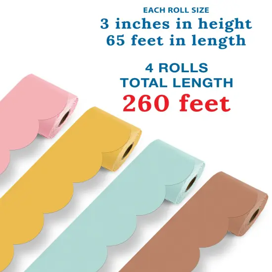 Carson Dellosa 260Ft Rolled Boho Sunset Bulletin Board Borders, 4 Pk of Scalloped Border Trim, Brown, Green, Yellow and Pink for Classroom D&eacute;cor {2}