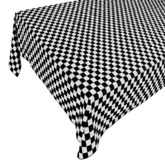 82" Blue & White Checkered Round Plastic Tablecloth {2}