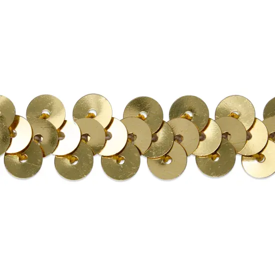 10 yards of 1 Row 3/8" Metallic Stretch Sequin Trim | 10 yard cut Gold {1}