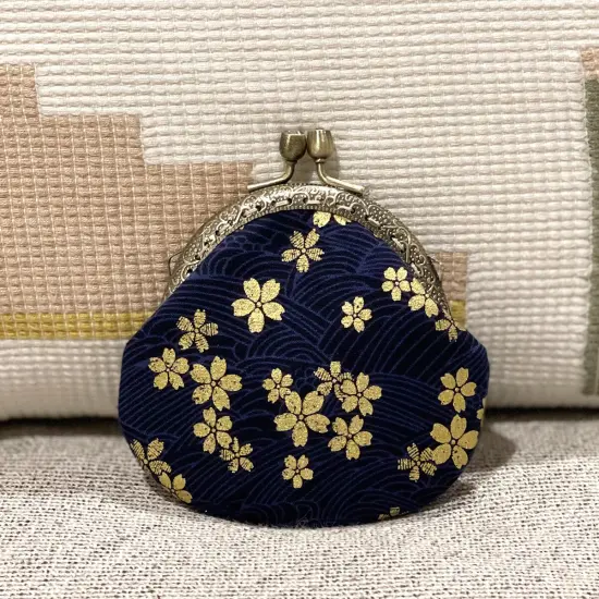 Wrapables Stylish Decorative Coin Purse, Clasp Wallet Navy Blossoms {5}