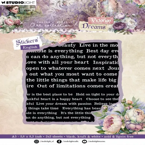 Studio Light Jenine's Mindful Art Sticker Sheet 9/Pkg-Nr. 19, Black/Kraft/White {1}