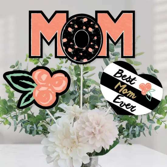 Big Dot of Happiness Best Mom Ever - Mother's Day Centerpiece Sticks - Table Toppers - Set of 15 {1}