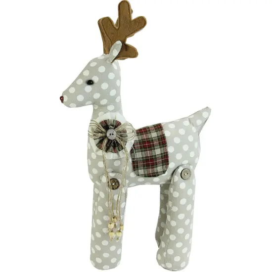 Northlight Polka Dot and Plaid Reindeer Christmas Figurine - 20" White {1}