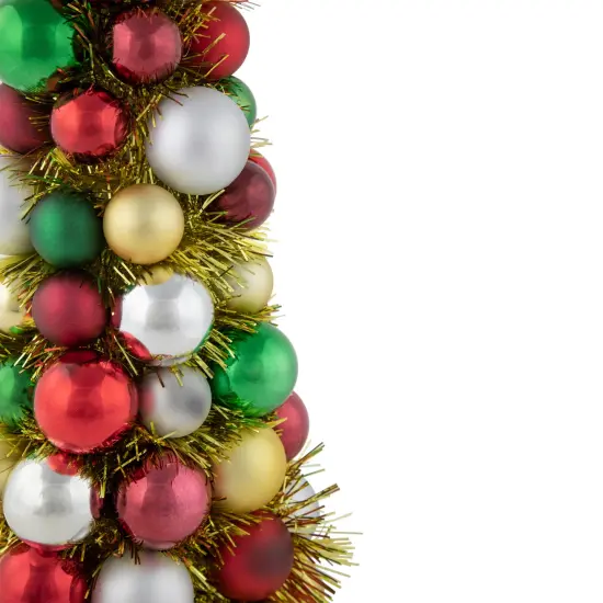 Northlight Shatterproof Ball Christmas Cone Tree with Tinsel - 15.75" - Multicolor {5}