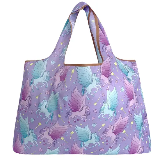 Wrapables Large Foldable Tote Nylon Reusable Grocery Bags Pegasus {2}