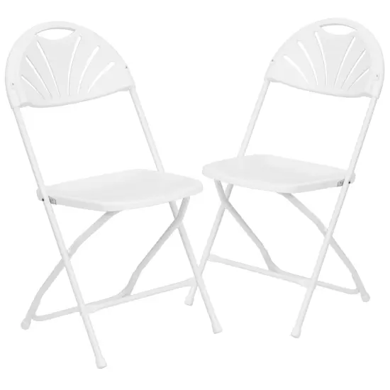 Emma and Oliver 2 Pack Wedding Party Event Fan Back Plastic Folding Chair Home Office Charcoal {6}