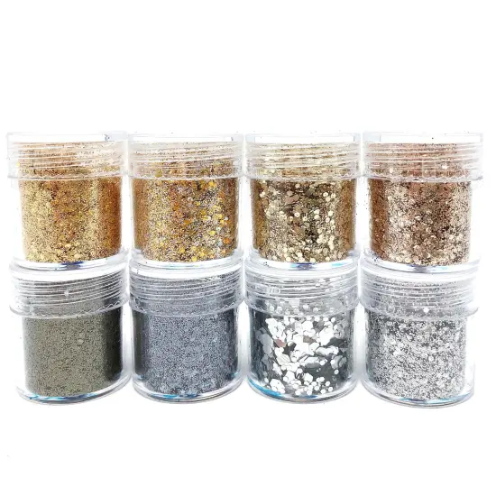 Wrapables Chunky Glitter for Hair Face Makeup Nail Art Decoration (8 Colors) Gold Silver {1}