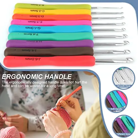 85-Piece Crochet Hooks Set, Crochet Hook Kit with Storage Case, Ergonomic Knitting Needles Weave Yarn Kits DIY Hand Knitting Craft Art Tool for Beginners and Experienced Crochet Lovers {6}